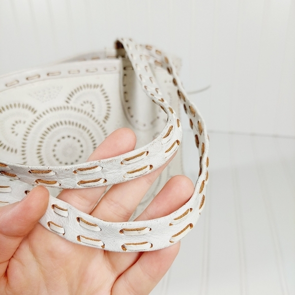 Julie Miles White Leather Cut Out Tote 0008 - Picture 8 of 15